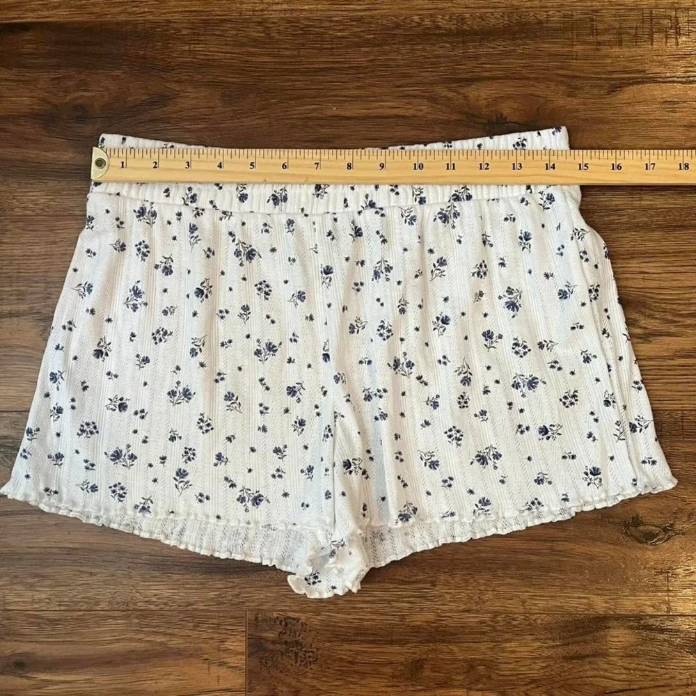 Womens Floral White‎ Blue Coquette Bloomers Loungewear Shorts Cottagecore Boho M - Picture 4 of 6